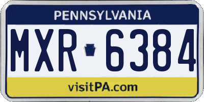PA license plate MXR6384