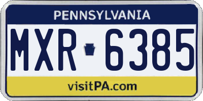 PA license plate MXR6385