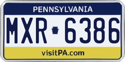 PA license plate MXR6386