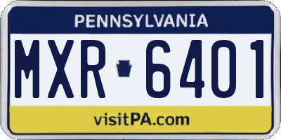 PA license plate MXR6401