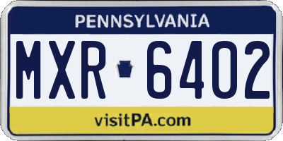PA license plate MXR6402