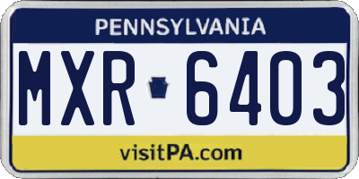 PA license plate MXR6403