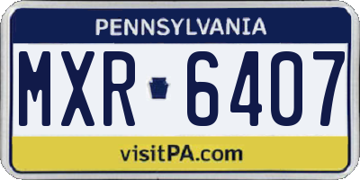 PA license plate MXR6407