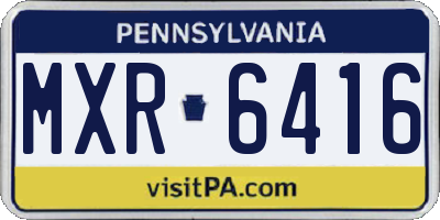 PA license plate MXR6416