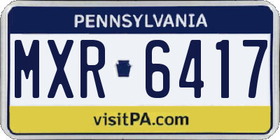PA license plate MXR6417
