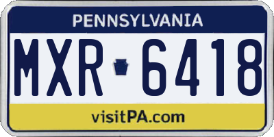 PA license plate MXR6418