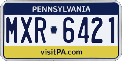PA license plate MXR6421