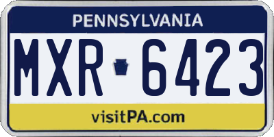 PA license plate MXR6423