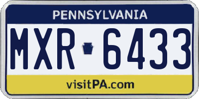 PA license plate MXR6433