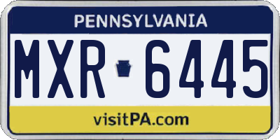 PA license plate MXR6445