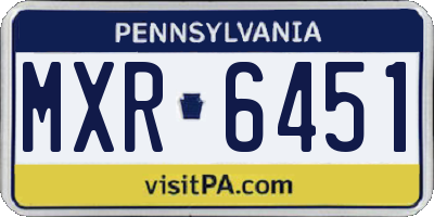 PA license plate MXR6451