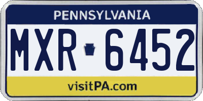 PA license plate MXR6452