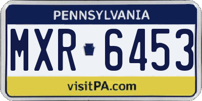 PA license plate MXR6453