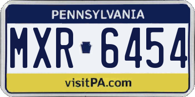 PA license plate MXR6454