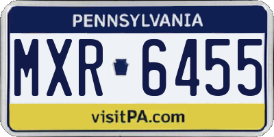PA license plate MXR6455