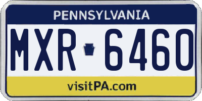 PA license plate MXR6460