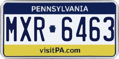 PA license plate MXR6463