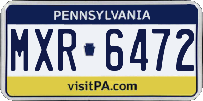 PA license plate MXR6472