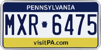 PA license plate MXR6475