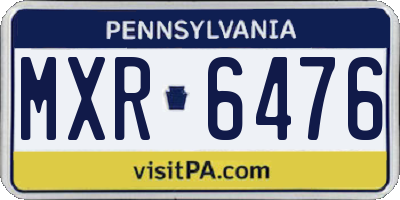 PA license plate MXR6476
