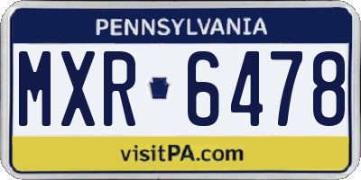 PA license plate MXR6478