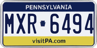 PA license plate MXR6494