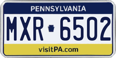 PA license plate MXR6502
