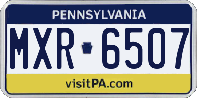 PA license plate MXR6507