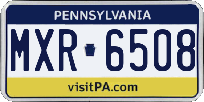 PA license plate MXR6508