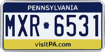 PA license plate MXR6531