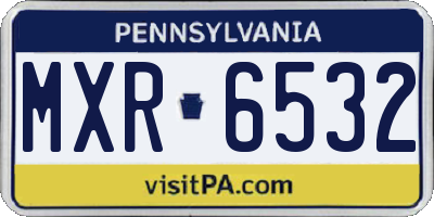 PA license plate MXR6532
