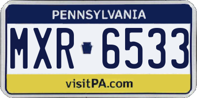 PA license plate MXR6533