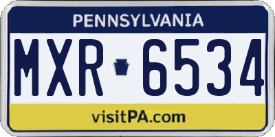 PA license plate MXR6534