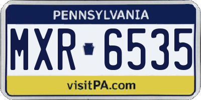 PA license plate MXR6535