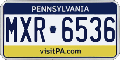 PA license plate MXR6536