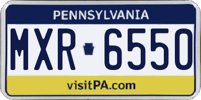 PA license plate MXR6550