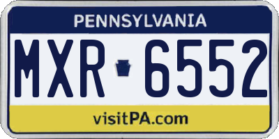 PA license plate MXR6552