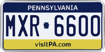 PA license plate MXR6600