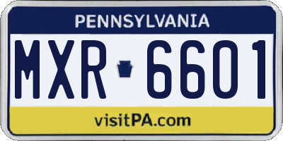 PA license plate MXR6601