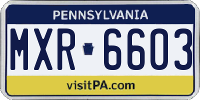 PA license plate MXR6603
