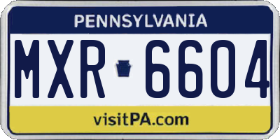 PA license plate MXR6604
