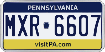 PA license plate MXR6607