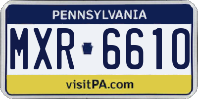 PA license plate MXR6610