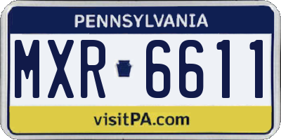 PA license plate MXR6611