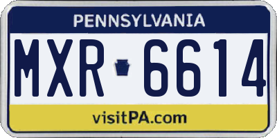 PA license plate MXR6614
