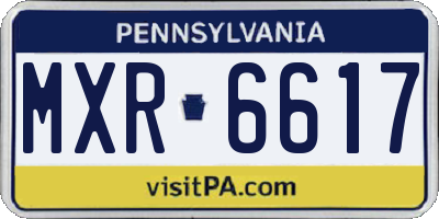 PA license plate MXR6617