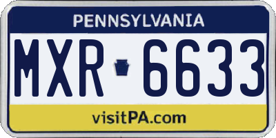 PA license plate MXR6633