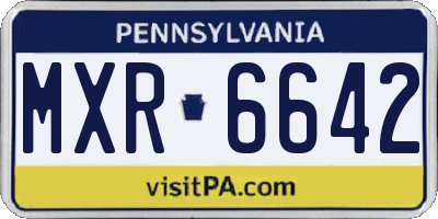 PA license plate MXR6642