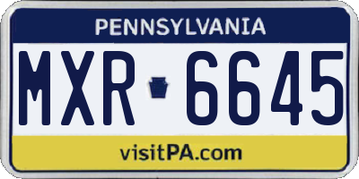 PA license plate MXR6645