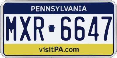 PA license plate MXR6647